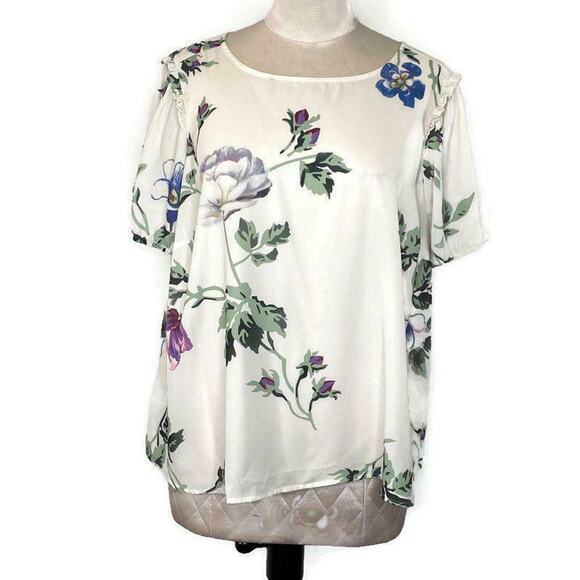 New Modcloth White Floral Career Workwear Business Boho Blouse‎ 2x - Picture 1 of 5